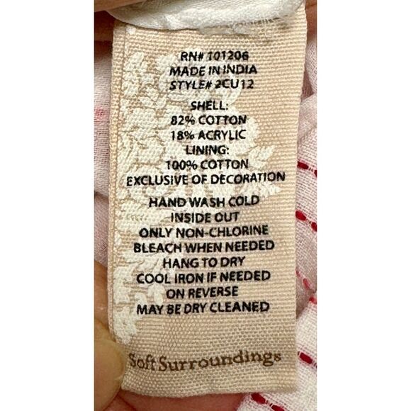 SOFT SURROUNDINGS Red/White Striped Embroidered Tunic, Sz M - Picture 8 of 8